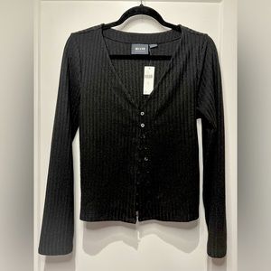 NWT Anthropologie Maeve Meryl Black Sparkle Button Down Cardigan Size M